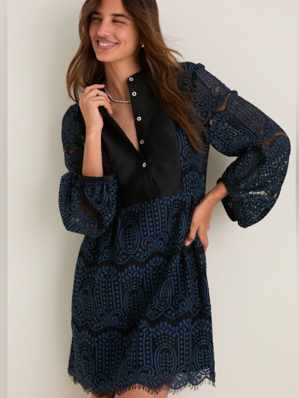 Tuckernuck Calliope Navy Black Lace Mini Dress New with Tags Size Medium